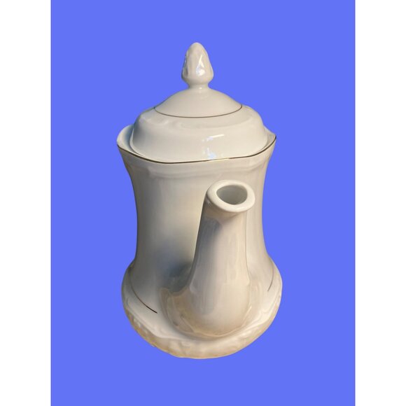 Southington By Baum Golden Rhapsody Fine China White Teapot w/ Gold Color Trim - Picture 5 of 12